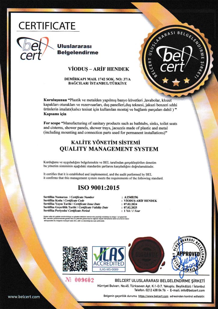 Vioduş ISO 9001 Belgesi