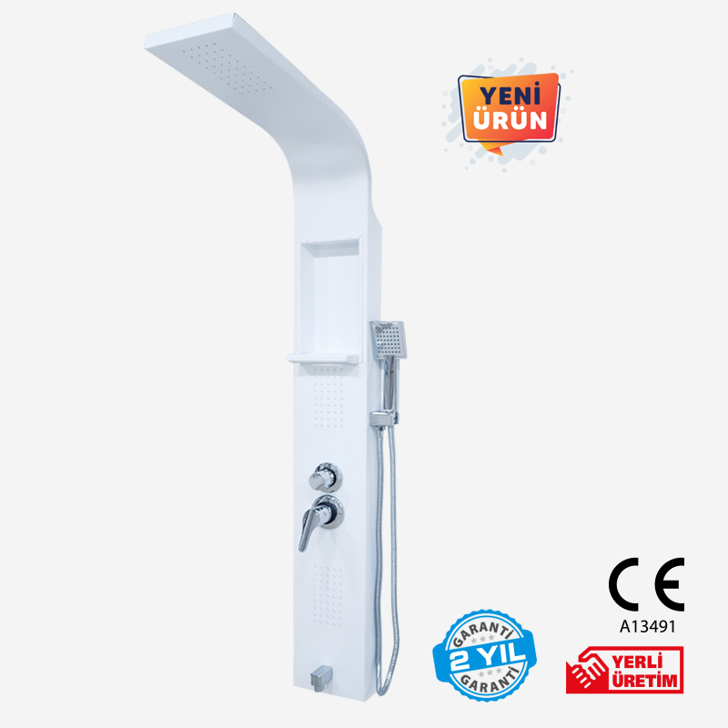 Vioduş Kuğu Beyaz Sabunluklu Duş Paneli