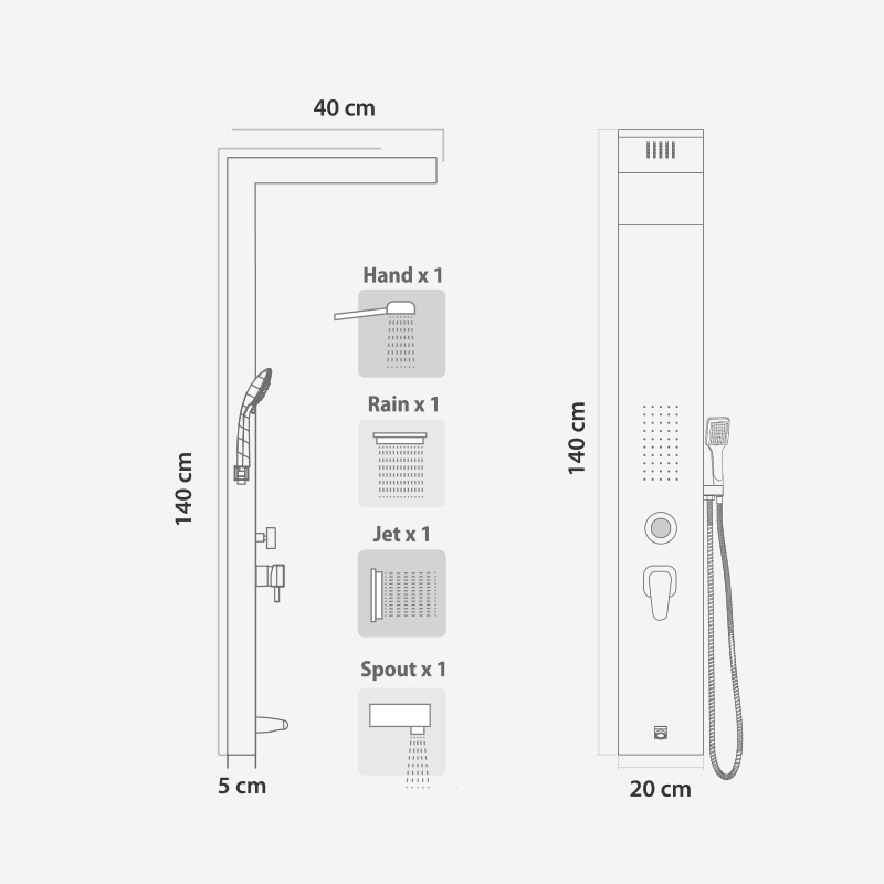 Sabunluklu Panel Duşu Teknik