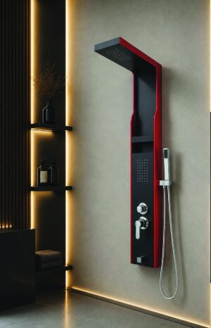 Viodus VİO-7001 Kare Siyah Kırmızı Nişli Duş Paneli