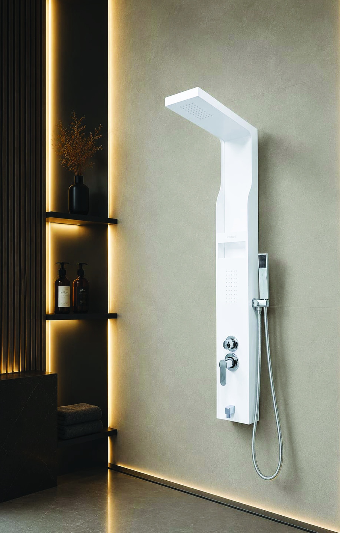 Viodus VİO-7006 Kare Beyaz Beyaz Nişli Duş Paneli