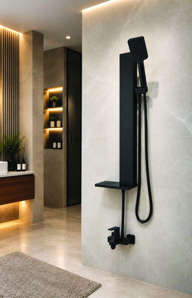 VİO-7007 Premium Siyah Nişli Duş Paneli